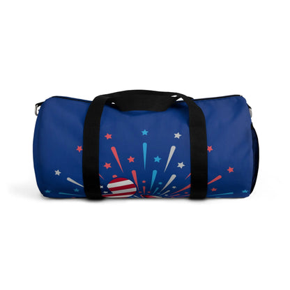 Patriotic Duffel Bag | Travel Gym Bag, Fireworks Design, Perfect for July 4th, Weekend Getaways, Sports & Fitness, Red White Blue Bag