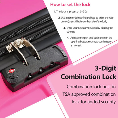 Luggage Sets 3 Piece, Expandable Hard shell ABS Suitcases with Double