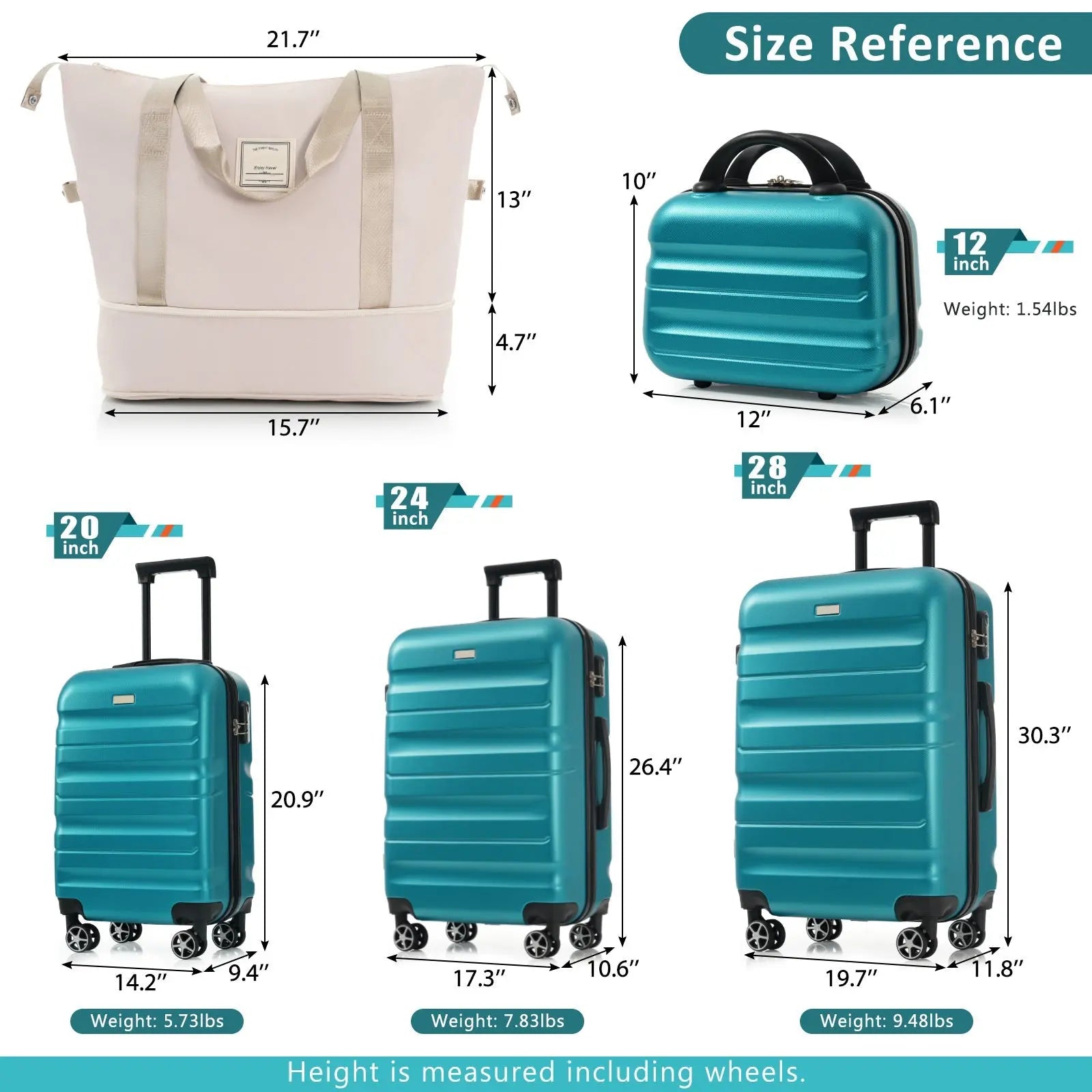 Hardshell ABS Luggage Set - Lightweight & Durable Suitcases with Dual Sangria Beech