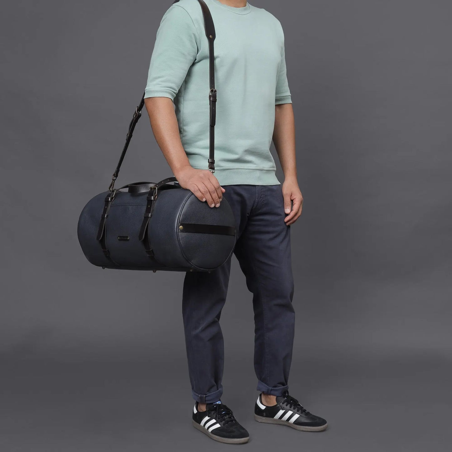 Miami Leather Gym Bag Cyan Beech