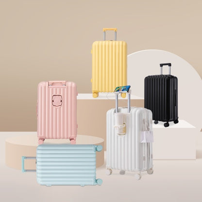 ABS Spinner Wheel Luggage  Carry On Suitcase  With Cup Holder  USB Port  Phone Holder 20  24   28
