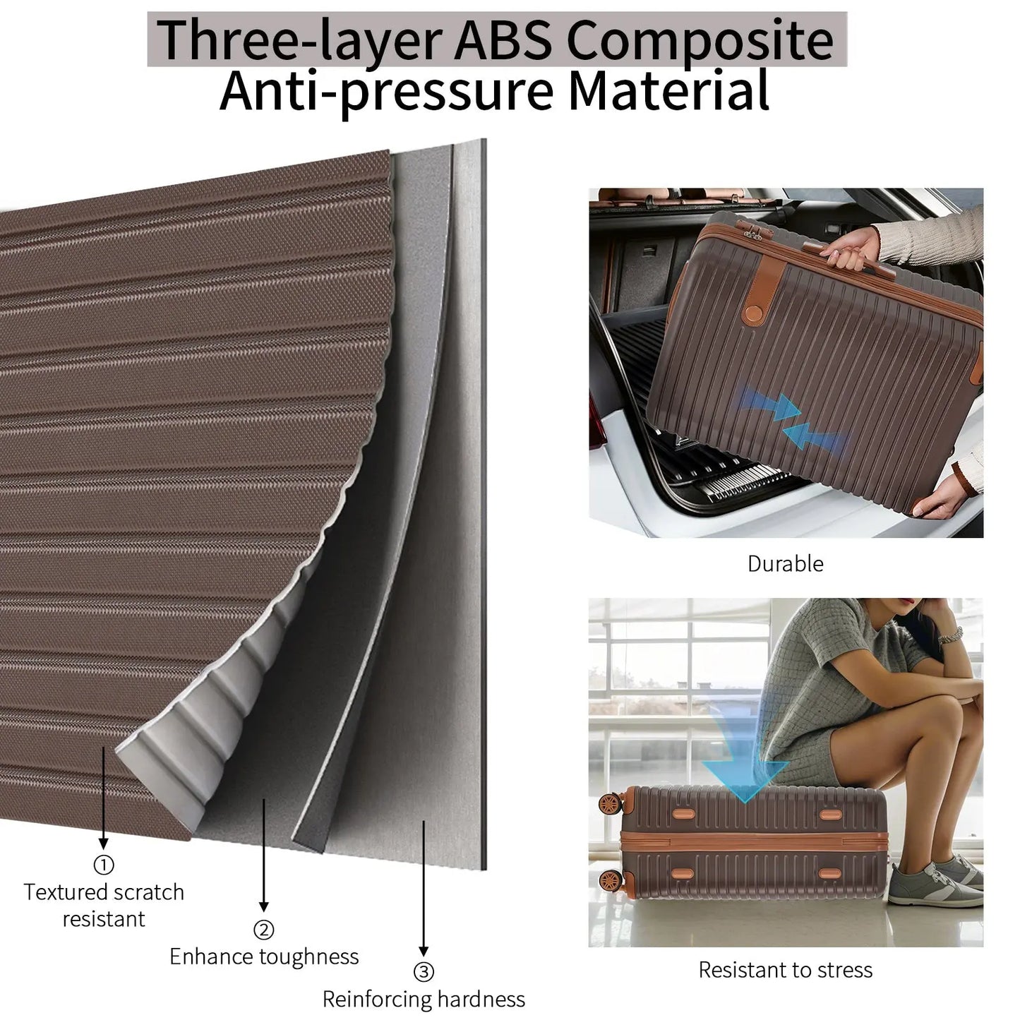 Hardshell Luggage Set with TSA Lock, 360° Spinner Wheels, Lightweight