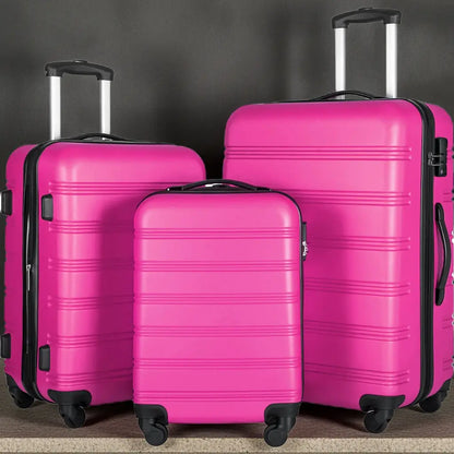 3 Piece Luggage Set Hardside Spinner Suitcase with TSA Lock 20' 24' Sangria Beech