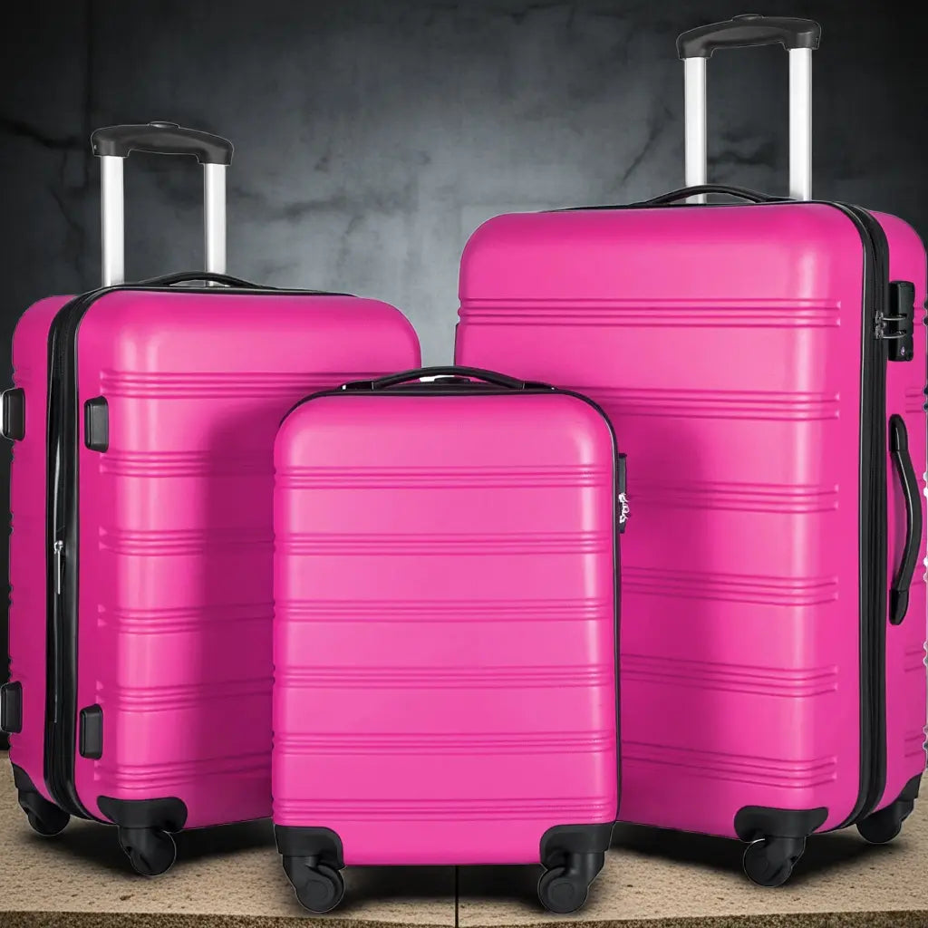 3 Piece Luggage Set Hardside Spinner Suitcase with TSA Lock 20' 24' - TravelTimesAwait