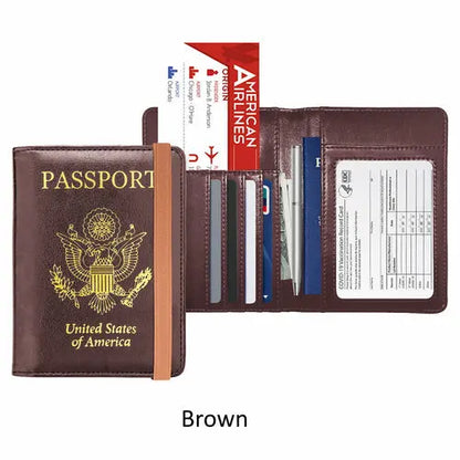 PU Leather RFID Passport and Vaccine Card Holder Combo Cerulean Grapevine