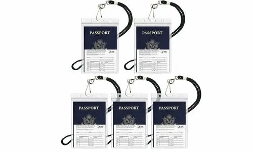 Waterproof Passport & CDC Vaccination Card Holder w/ Lanyard Cerulean Grapevine