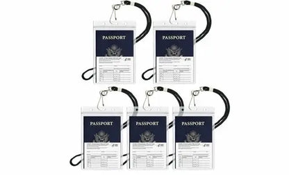 Waterproof Passport & CDC Vaccination Card Holder w/ Lanyard Cerulean Grapevine