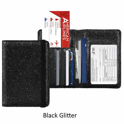 PU Leather RFID Passport and Vaccine Card Holder Combo Cerulean Grapevine