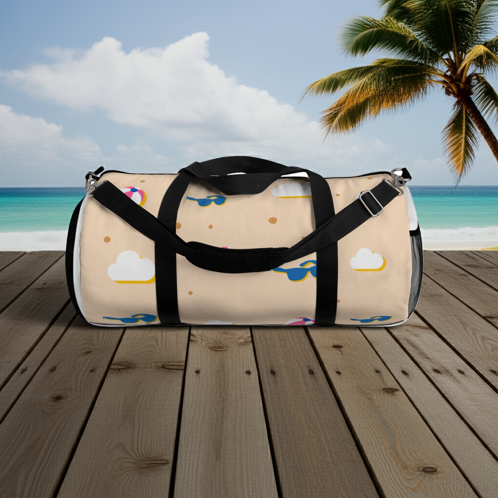 Beach Vibes Duffel Bag | Summer Travel, Gym Bag, Weekend Getaway, Stylish Sports Bag, Fun Cloud Print