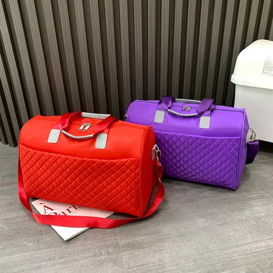 Foldable Shoulder Travel Bag Luggage Tote Bags For Women Large Maroon Asteria