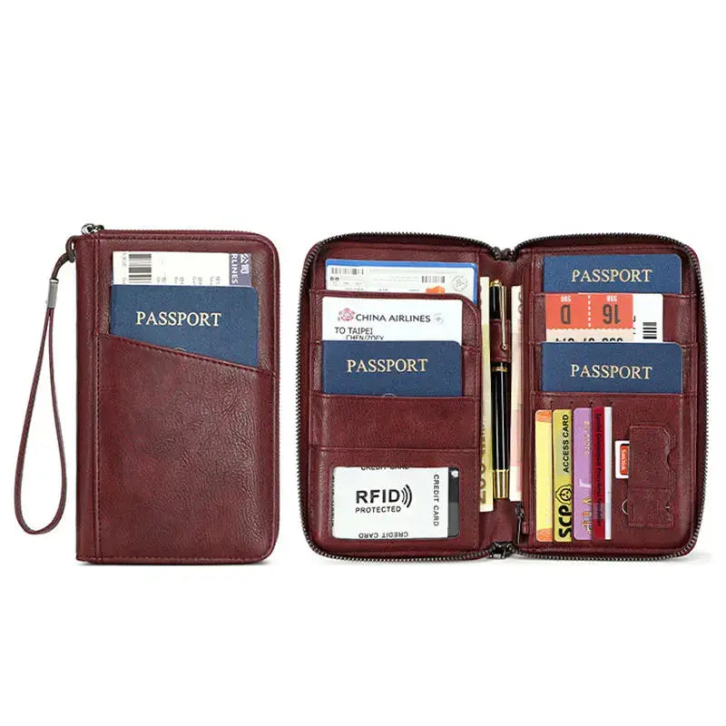 New Travel Passport Clip Wallet Women and Men Multifunctional PU Leather Card Holde RFID Anti Theft Swiping Wallets Storage Bag TravelTimesAwait