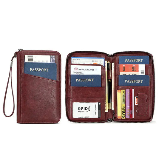 New Travel Passport Clip Wallet Women and Men Multifunctional PU Leather Card Holde RFID Anti Theft Swiping Wallets Storage Bag TravelTimesAwait
