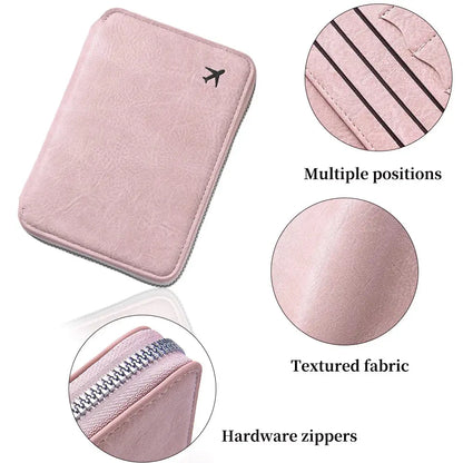 Zippered ID passport case, large capacity ticket organizer card case, travel passport holder A-DH TravelTimesAwait