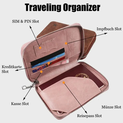 Zippered ID passport case, large capacity ticket organizer card case, travel passport holder A-DH TravelTimesAwait