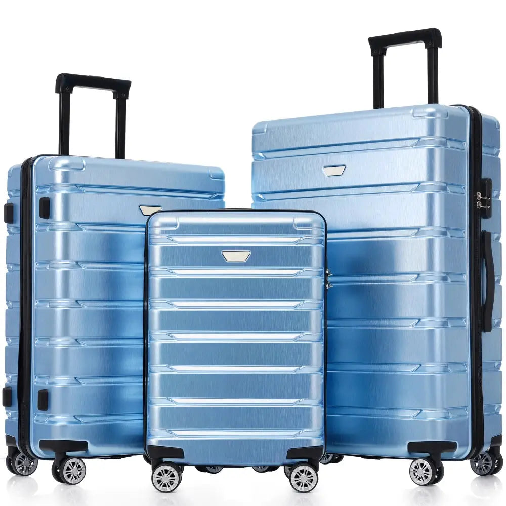 Hardshell Luggage Set 3 Piece Durable ABS+PC Travel Suitcase with Spinner Wheels for Men Women (20/24/28 Inch) TravelTimesAwait