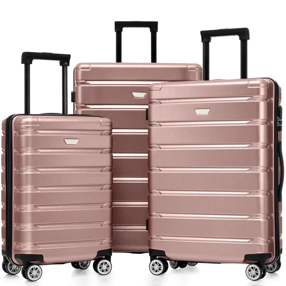 Hardshell Luggage Set 3 Piece Durable ABS+PC Travel Suitcase with Spinner Wheels for Men Women (20/24/28 Inch) TravelTimesAwait