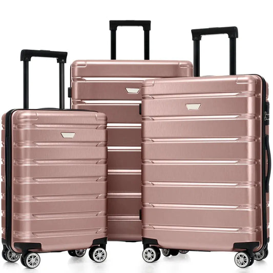 Hardshell Luggage Set 3 Piece Durable ABS+PC Travel Suitcase with Spinner Wheels for Men Women (20/24/28 Inch) TravelTimesAwait