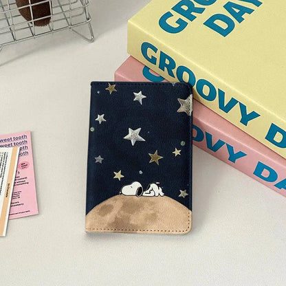 Cartoon Snoopy Passport Cover Traveling Abroad Passport Holder Women Men Travel Essentials Simple PU Leather Passport Wallet TravelTimesAwait