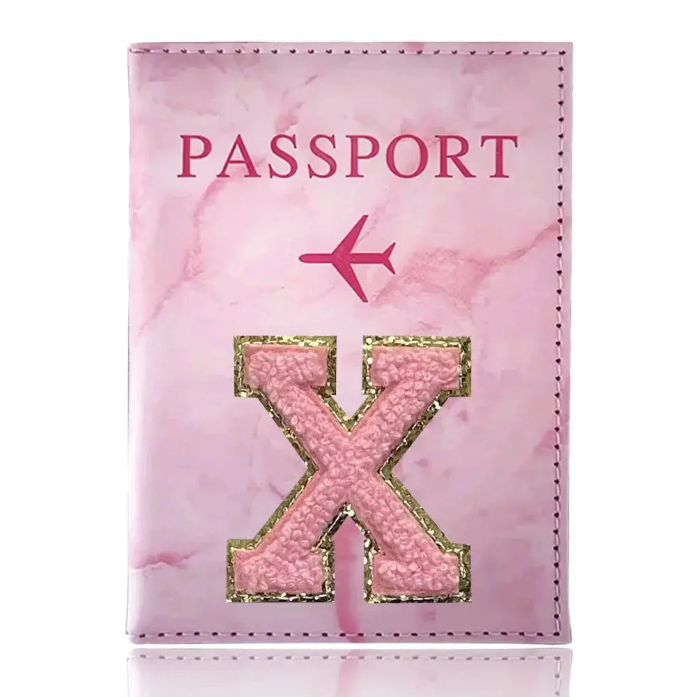 PU Passport Holder Pink Color Ticket Passport Covers Embroidery Label Series ID Credit Card Holder Cover Travel Accessorie TravelTimesAwait