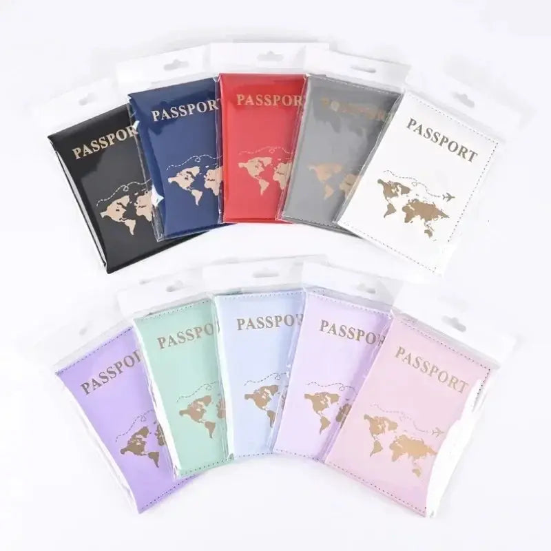 Fashion Women Travel Passport Cover Holder Case ID Credit Card Holder Travel Accessories Map Passports Wallet Ticket Protective TravelTimesAwait