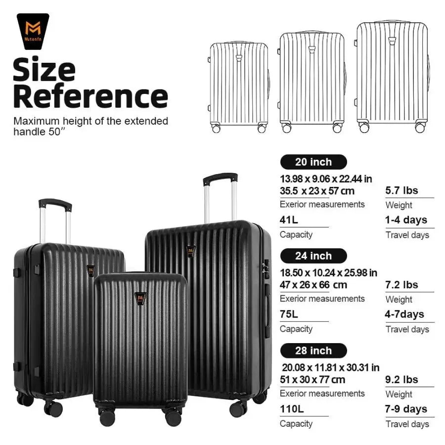 3pcs Luggage Set Lightweight Hard Shell Suitcase Set with Double Spinner Wheels Large Capacity Includes 3pc UShaped Travel Pill TravelTimesAwait