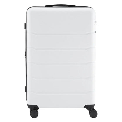 Hard Sided Expand Suitcase with Rotating Wheels TSA Lock Retractable Handle White 28" TravelTimesAwait