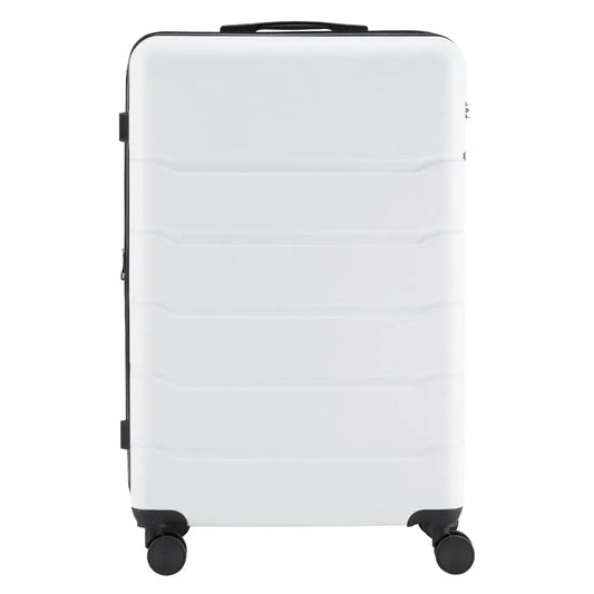 Hard Sided Expand Suitcase with Rotating Wheels TSA Lock Retractable Handle White 28" TravelTimesAwait