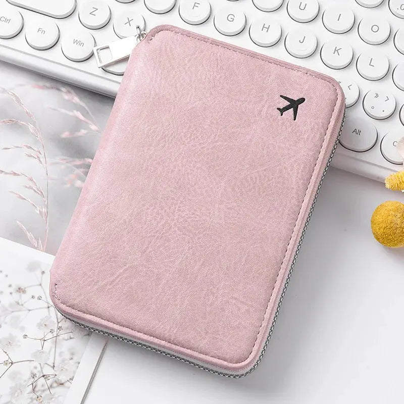 Zippered ID passport case, large capacity ticket organizer card case, travel passport holder A-DH TravelTimesAwait