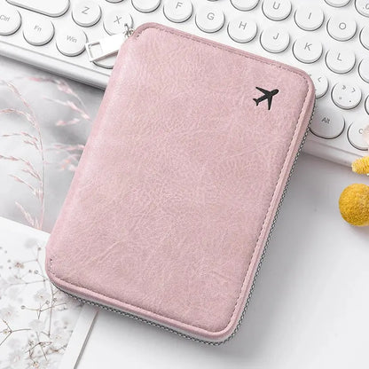 Zippered ID passport case, large capacity ticket organizer card case, travel passport holder A-DH TravelTimesAwait