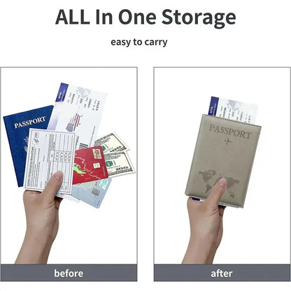 PU Passport Holder Map Pattern Ticket Passport Covers Travel Passport Protective Cover ID Credit Card Holder Travel Accessories TravelTimesAwait