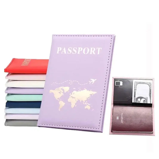 Fashion Women Travel Passport Cover Holder Case ID Credit Card Holder Travel Accessories Map Passports Wallet Ticket Protective TravelTimesAwait