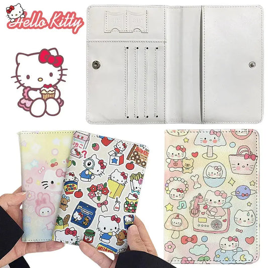 Sanrio Hello Kitty PU Passport Holder Passport Covers Travel Passport Protective Cover ID Credit Card Holder Travel Accessories TravelTimesAwait