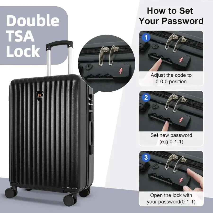 3pcs Luggage Set Lightweight Hard Shell Suitcase Set with Double Spinner Wheels Large Capacity Includes 3pc UShaped Travel Pill TravelTimesAwait