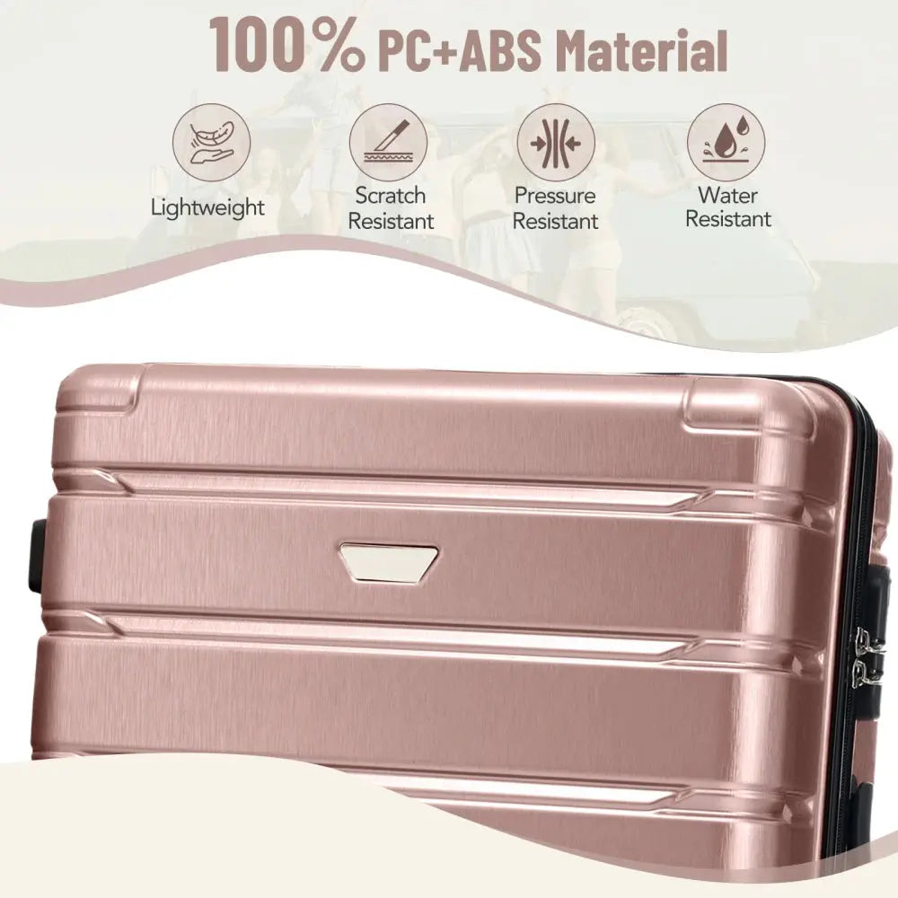 Hardshell Luggage Set 3 Piece Durable ABS+PC Travel Suitcase with Spinner Wheels for Men Women (20/24/28 Inch) TravelTimesAwait