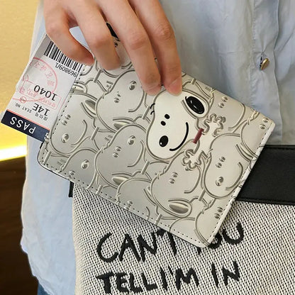 Cartoon Snoopy Passport Cover Traveling Abroad Passport Holder Women Men Travel Essentials Simple PU Leather Passport Wallet TravelTimesAwait