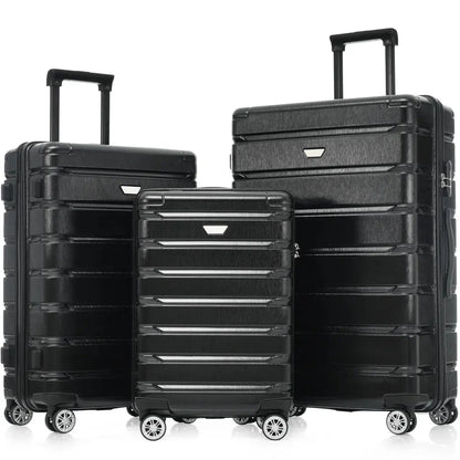 Hardshell Luggage Set 3 Piece Durable ABS+PC Travel Suitcase with Spinner Wheels for Men Women (20/24/28 Inch) TravelTimesAwait