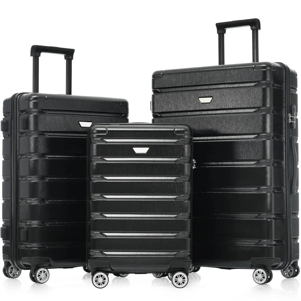 Hardshell Luggage Set 3 Piece Durable ABS+PC Travel Suitcase with Spinner Wheels for Men Women (20/24/28 Inch) TravelTimesAwait