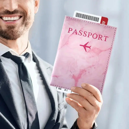 PU Passport Holder Pink Color Ticket Passport Covers Embroidery Label Series ID Credit Card Holder Cover Travel Accessorie TravelTimesAwait