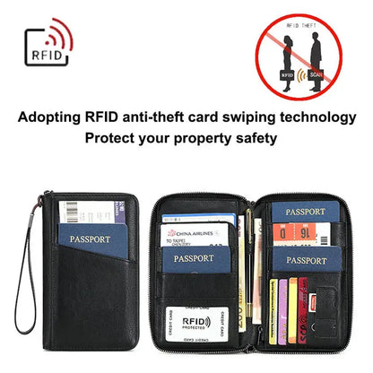 New Travel Passport Clip Wallet Women and Men Multifunctional PU Leather Card Holde RFID Anti Theft Swiping Wallets Storage Bag TravelTimesAwait