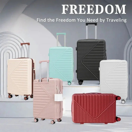20 24 28 3 pcs set in ABS Spinner Wheel Luggage Carry on Suitcase Matching Color TSA Combination Lock For Big And Middle Size B TravelTimesAwait