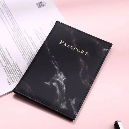 Travel Passport Holder Marble Pattern Passport Covers Passport Cover Flight Ticket Clip ID Credit Card Holder Travel Accessories TravelTimesAwait