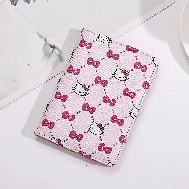 Sanrio Hello Kitty Passport Holder Business Travel Document Bag Passport Cover Passport Carrying Bag PU Leather Name Card Holder TravelTimesAwait
