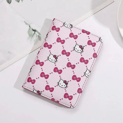 Sanrio Hello Kitty Passport Holder Business Travel Document Bag Passport Cover Passport Carrying Bag PU Leather Name Card Holder TravelTimesAwait