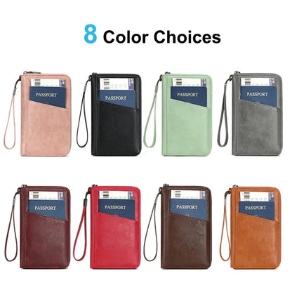 New Travel Passport Clip Wallet Women and Men Multifunctional PU Leather Card Holde RFID Anti Theft Swiping Wallets Storage Bag TravelTimesAwait