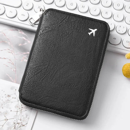 Zippered ID passport case, large capacity ticket organizer card case, travel passport holder A-DH TravelTimesAwait