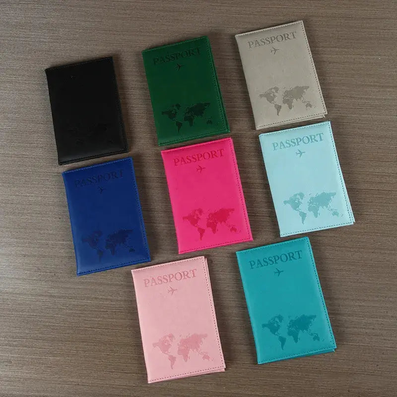 PU Passport Holder Map Pattern Ticket Passport Covers Travel Passport Protective Cover ID Credit Card Holder Travel Accessories TravelTimesAwait