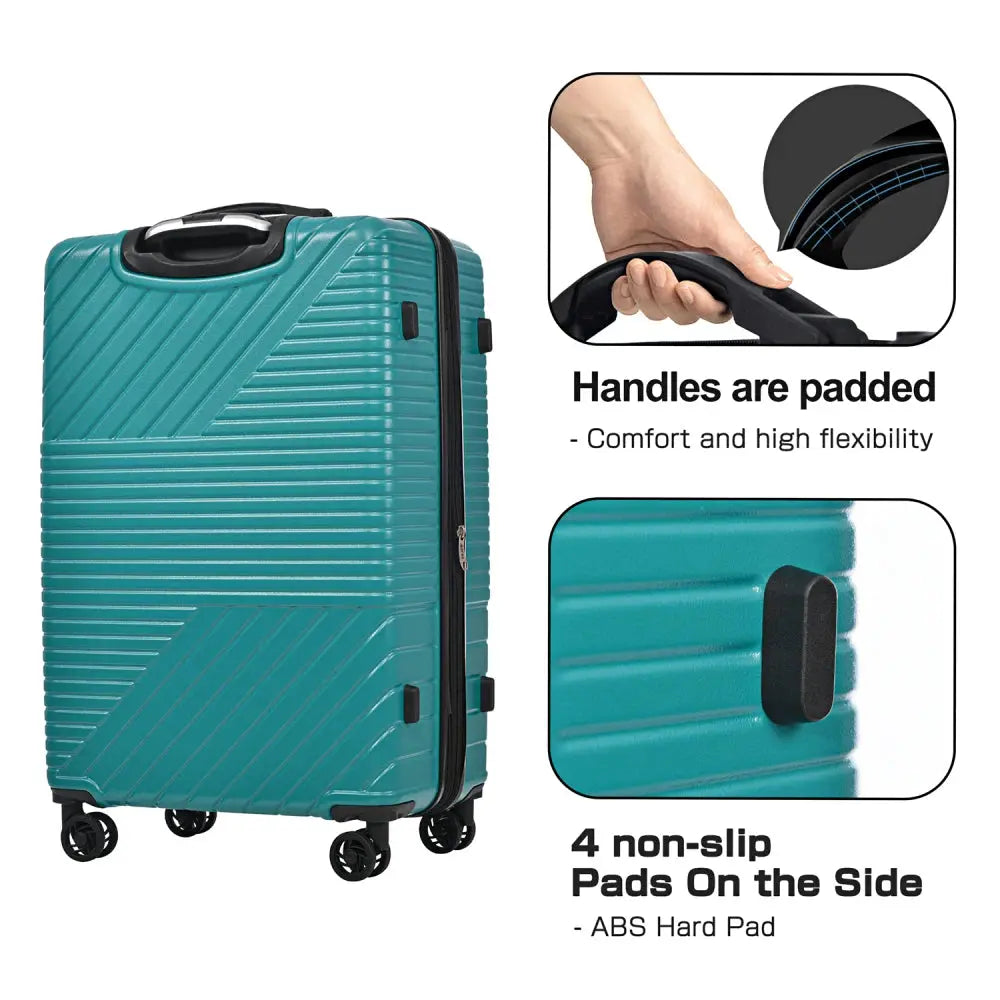 Hardshell Luggage Sets 3 Piece Double Spinner 8 Wheels Suitcase with TSA Lock Lightweight 20''24''28'' TravelTimesAwait