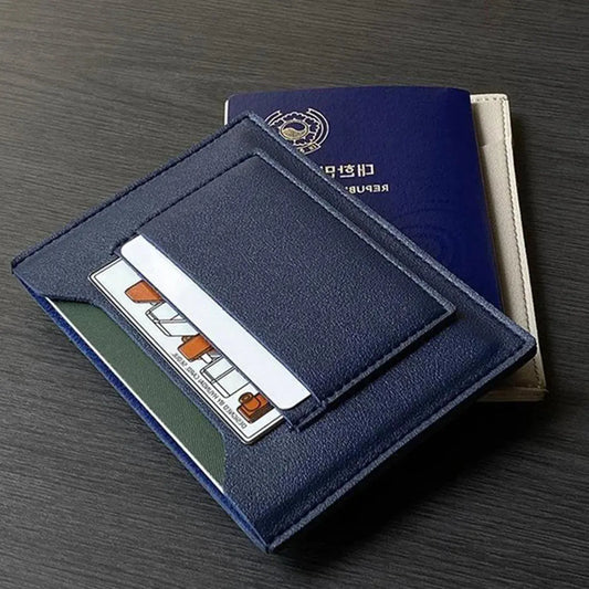 PU Leather Passport Holder Simplistic Portable Travel Document Card Case Storage Bag for International Trips TravelTimesAwait