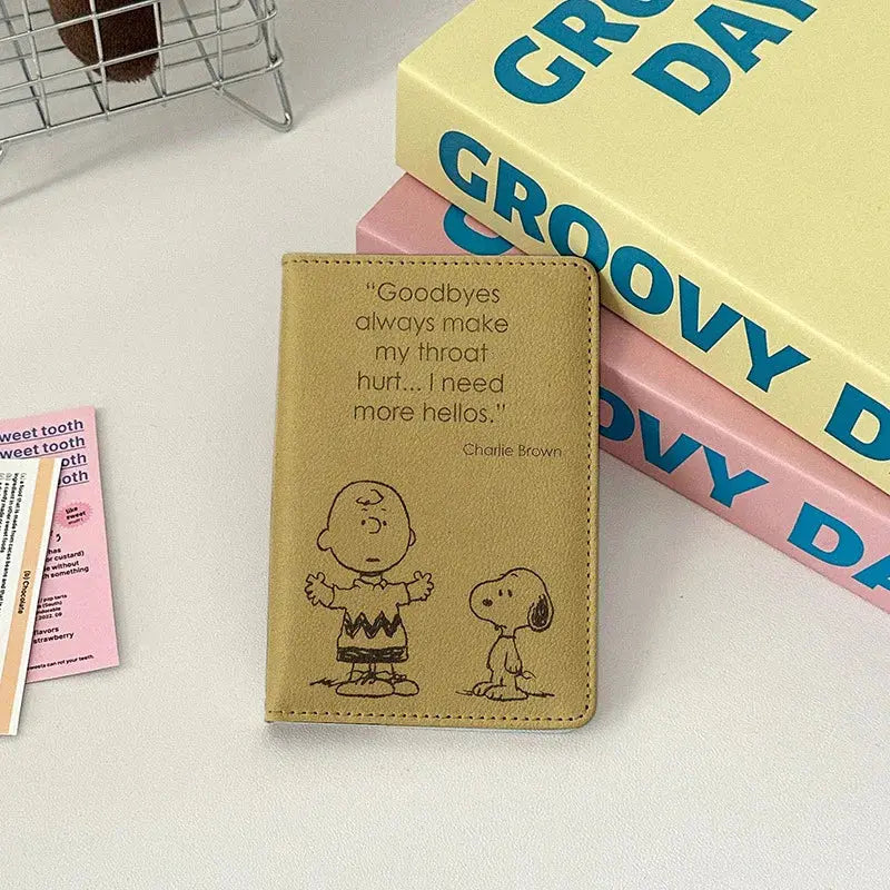 Cartoon Snoopy Passport Cover Traveling Abroad Passport Holder Women Men Travel Essentials Simple PU Leather Passport Wallet TravelTimesAwait
