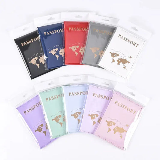 PU Passport Holder Map Pattern Ticket Passport Covers Travel Passport Protective Cover ID Credit Card Holder Travel Accessories TravelTimesAwait